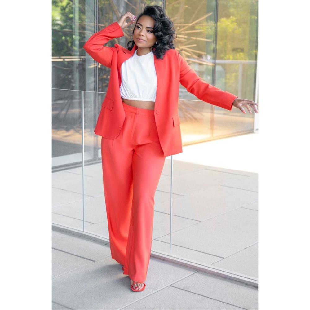 NEW Lucy Paris Wide Leg Red Trousers Pants - Size XS - Picture 2 of 6